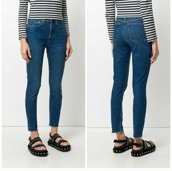 NWT Re/Donethe Originals high rise relaxed crop jeans raw...